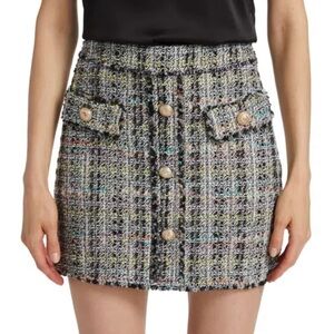Generation Love Women's Sandra Tweed Mini Skirt In Black Rainbow Size 8